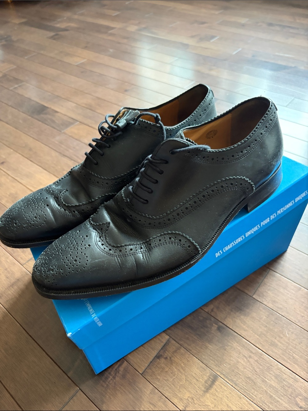 John Fluevog Men's Black Brogue Oxford Shoes
